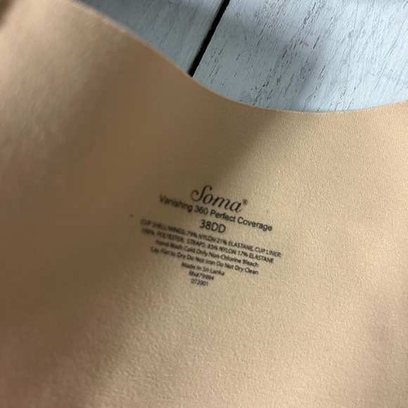 Soma Bra Vanishing 360 Perfect Coverage Beige 38DD NWT T-Shirt Bra Underwire - Picture 5 of 7